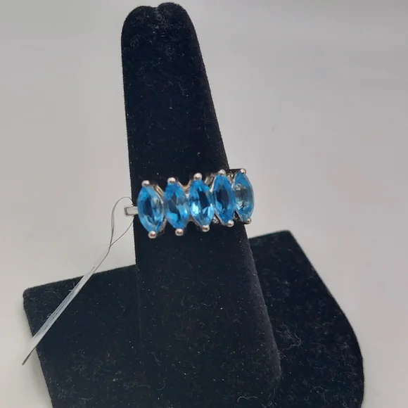 NWT 925 Swiss Blue Topaz sz7 Ring, Anabella Collection, has Cert Of Authenticity - Picture 2 of 16